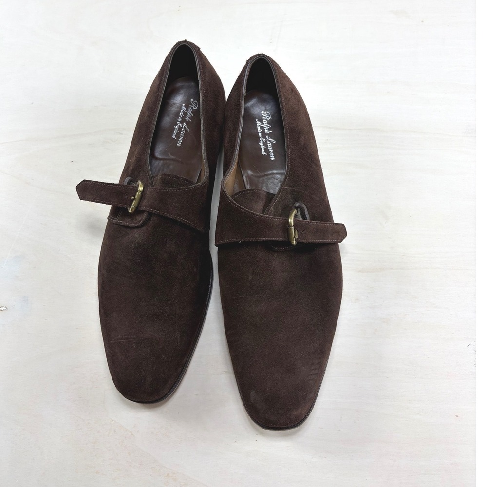 Ralph Lauren Made in England Brown Suede Single Monk Strap Shoes Mens